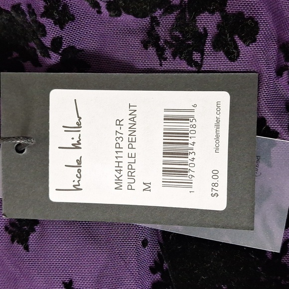 Nicole Miller NEW Purple Whimsigoth Witchy Ruched Burnout Velvet Fairy Top Sz. M - Picture 11 of 13